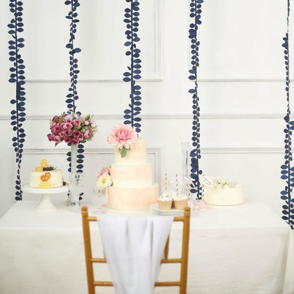 Polyester & Taffeta Sashes |  50ft 4″ Navy Blue Leaf Petal Taffeta Ribbon Sash, Artificial DIY Fabric Garlands