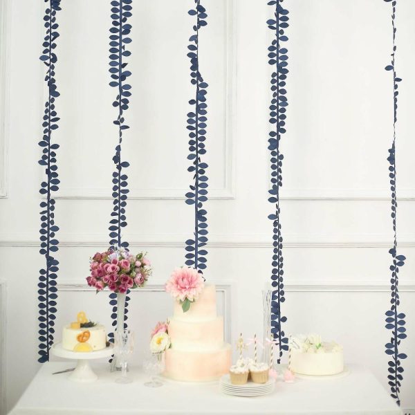 Polyester & Taffeta Sashes |  50ft 4″ Navy Blue Leaf Petal Taffeta Ribbon Sash, Artificial DIY Fabric Garlands