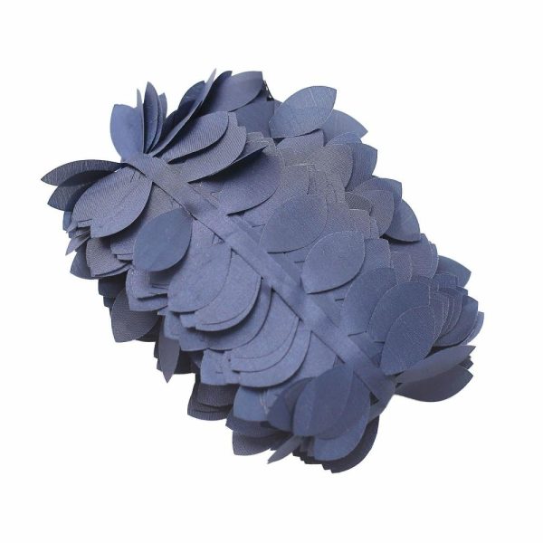 Polyester & Taffeta Sashes |  50ft 4″ Navy Blue Leaf Petal Taffeta Ribbon Sash, Artificial DIY Fabric Garlands