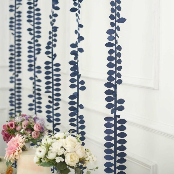 Polyester & Taffeta Sashes |  50ft 4″ Navy Blue Leaf Petal Taffeta Ribbon Sash, Artificial DIY Fabric Garlands