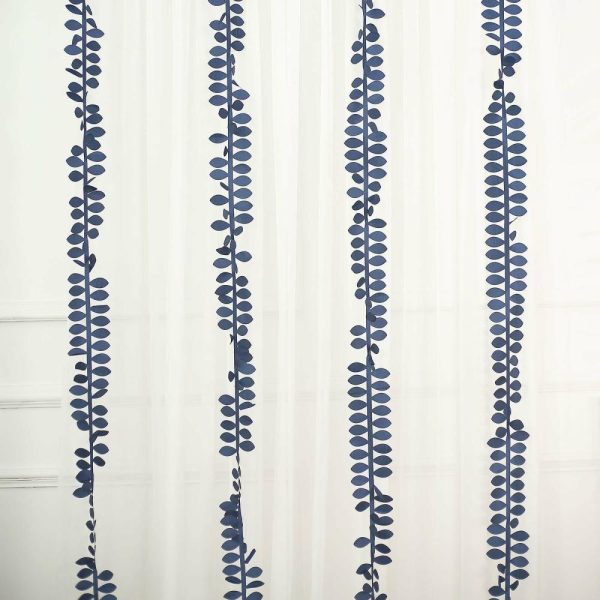 Polyester & Taffeta Sashes |  50ft 4″ Navy Blue Leaf Petal Taffeta Ribbon Sash, Artificial DIY Fabric Garlands