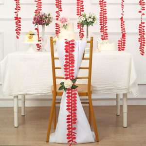 Polyester & Taffeta Sashes |  50ft 4″ Red Leaf Petal Taffeta Ribbon Sash, Artificial DIY Fabric Garlands