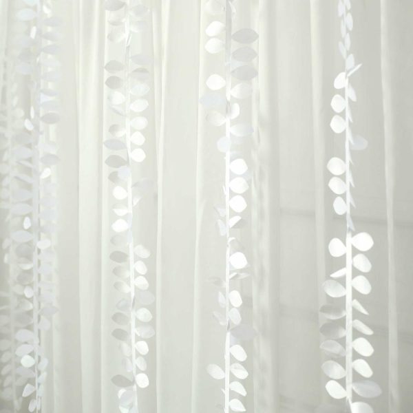 Polyester & Taffeta Sashes |  50ft 4″ White Leaf Petal Taffeta Ribbon Sash, Artificial DIY Fabric Garlands