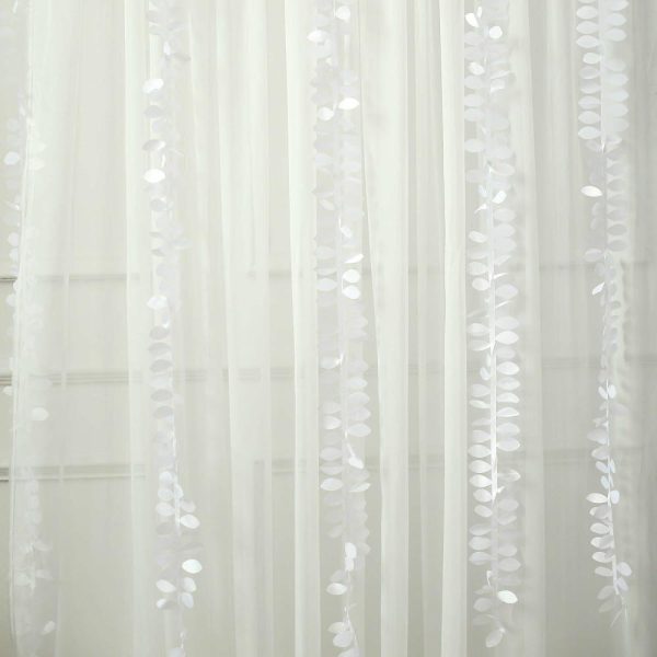 Polyester & Taffeta Sashes |  50ft 4″ White Leaf Petal Taffeta Ribbon Sash, Artificial DIY Fabric Garlands