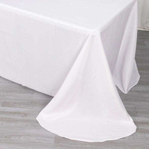 Polyester |  White Seamless Polyester Rectangular Tablecloth with Rounded Corners, 90″x132″ Oval Oblong Tablecloth for 6 Foot Table With Floor-Length Drop