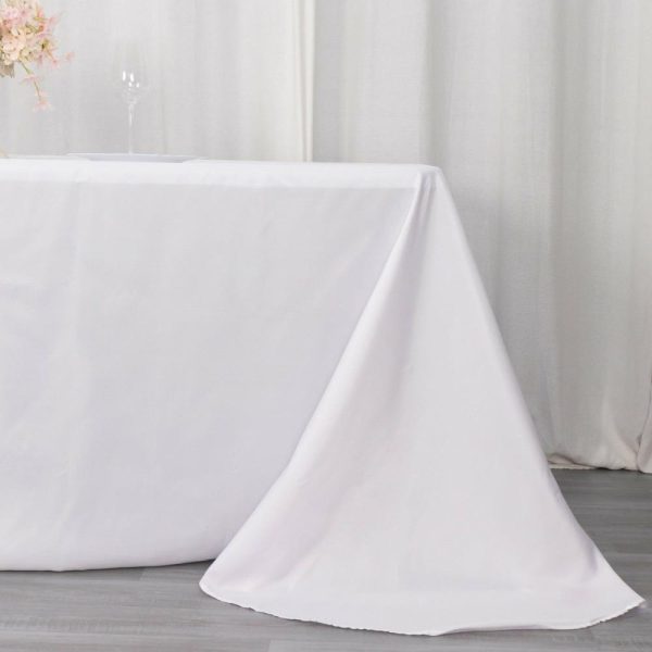 Polyester |  White Seamless Polyester Rectangular Tablecloth with Rounded Corners, 90″x132″ Oval Oblong Tablecloth for 6 Foot Table With Floor-Length Drop