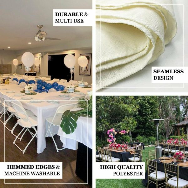 Polyester |  White Seamless Polyester Rectangular Tablecloth with Rounded Corners, 90″x132″ Oval Oblong Tablecloth for 6 Foot Table With Floor-Length Drop