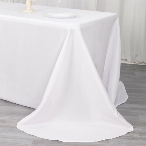 Polyester |  White Seamless Polyester Rectangular Tablecloth with Rounded Corners, 90″x132″ Oval Oblong Tablecloth for 6 Foot Table With Floor-Length Drop