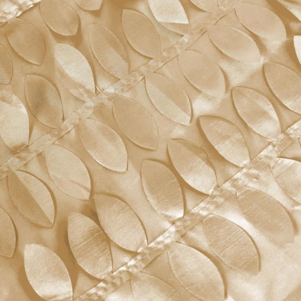 Rosette & Petals |  120″ Champagne 3D Leaf Petal Taffeta Fabric Seamless Round Tablecloth for 5 Foot Table With Floor-Length Drop