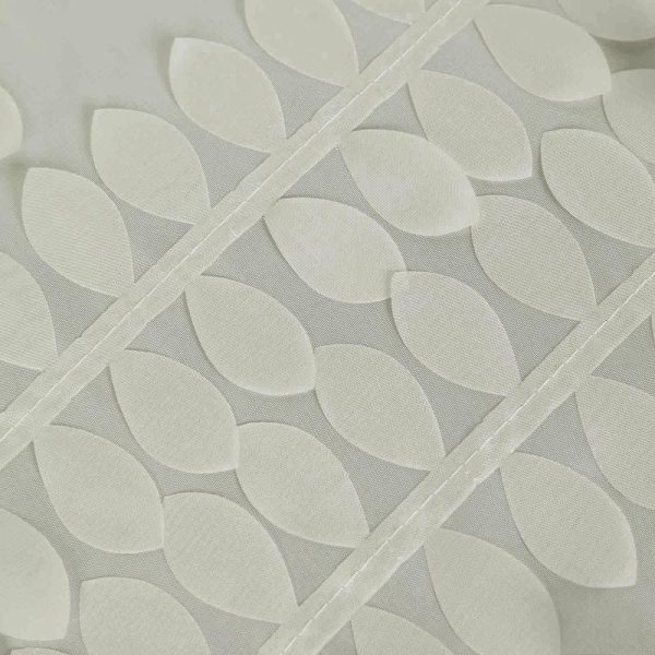 Rosette & Petals |  120″ Ivory Leaf Petal Taffeta Seamless Round Tablecloth for 5 Foot Table With Floor-Length Drop