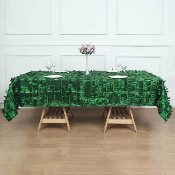 Rosette & Petals |  60″x102″ Green Leaf Petal Taffeta Seamless Rectangle Tablecloth