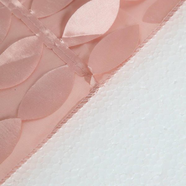 Rosette & Petals |  90″x156″ Dusty Rose 3D Leaf Petal Taffeta Fabric Seamless Rectangle Tablecloth for 8 Foot Table With Floor-Length Drop