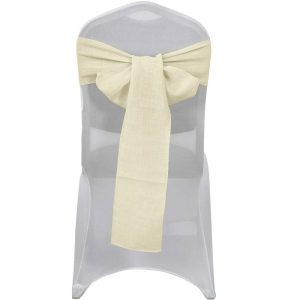 Rustic & Cheesecloth Sashes |  5 Pack 6″x108″ Ivory Linen Chair Sashes, Slubby Textured Wrinkle Resistant Sashes