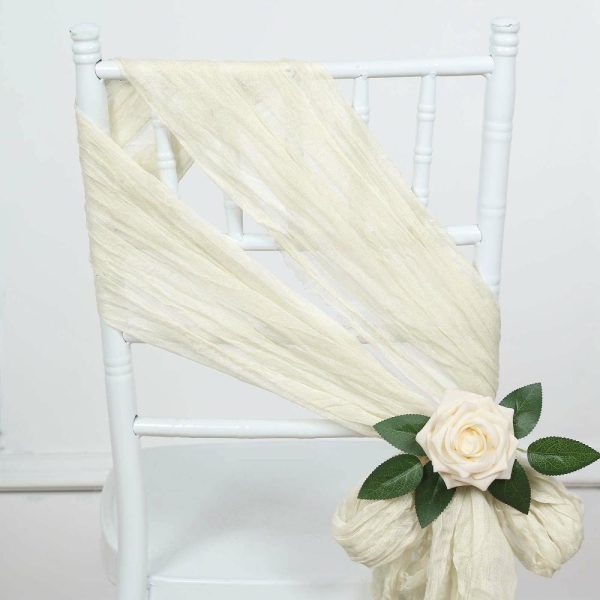 Rustic & Cheesecloth Sashes |  5 Pack Cream Gauze Cheesecloth Boho Chair Sashes – 16″ x 88″