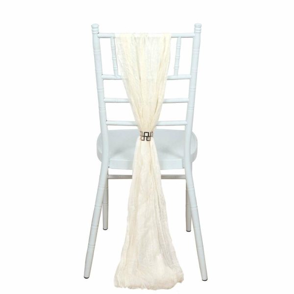 Rustic & Cheesecloth Sashes |  5 Pack Cream Gauze Cheesecloth Boho Chair Sashes – 16″ x 88″