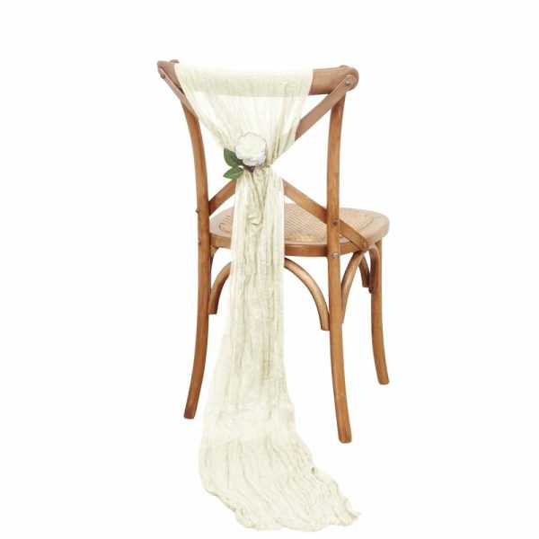 Rustic & Cheesecloth Sashes |  5 Pack Cream Gauze Cheesecloth Boho Chair Sashes – 16″ x 88″