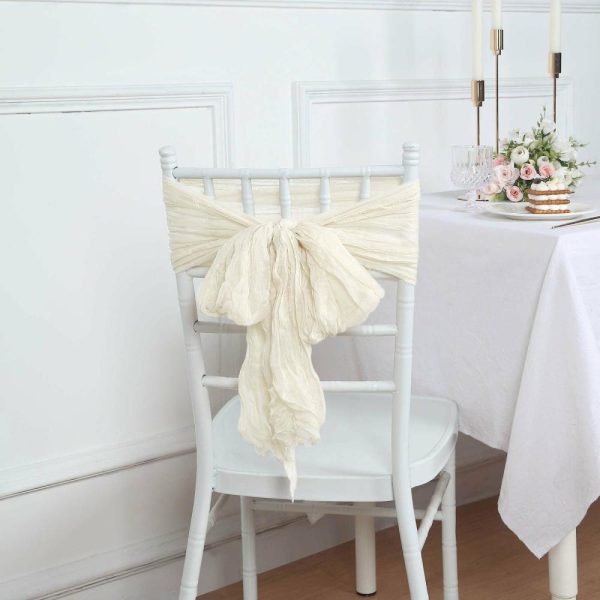 Rustic & Cheesecloth Sashes |  5 Pack Cream Gauze Cheesecloth Boho Chair Sashes – 16″ x 88″