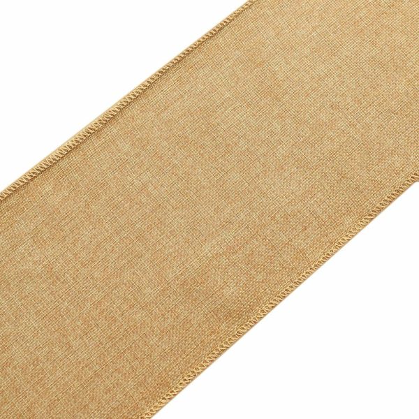 Rustic & Cheesecloth Sashes |  5 Pack Gold Jute Faux Burlap Chair Sashes, Boho Chic Linen Decor – 6″x108″