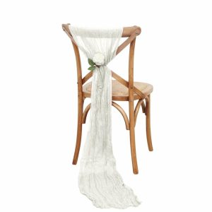 Rustic & Cheesecloth Sashes |  5 Pack Ivory Gauze Cheesecloth Boho Chair Sashes – 16″ x 88″