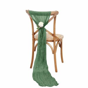 Rustic & Cheesecloth Sashes |  5 Pack Olive Green Gauze Cheesecloth Boho Chair Sashes – 16″ x 88″