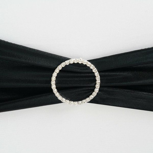 Sash Pins & Brooches |  2″ Silver Diamond Circle Metal Chair Sash Bow Pin, Rhinestone Chair Wrap Band Buckle Brooch