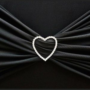 Sash Pins & Brooches |  2″ Silver Diamond Heart Metal Chair Sash Bow Pin, Rhinestone Chair Wrap Band Buckle Brooch