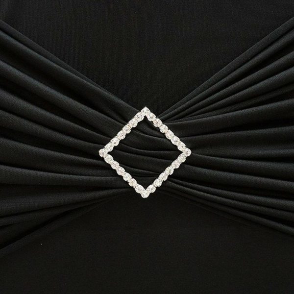 Sash Pins & Brooches |  2″ Silver Diamond Metal Chair Sash Bow Pin, Rhinestone Chair Wrap Band Buckle Brooch