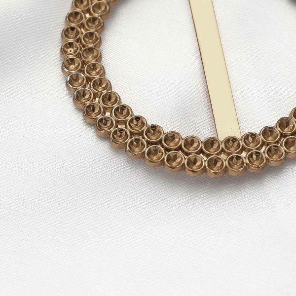 Sash Pins & Brooches |  20 Pack 2.5″ Antique Gold Diamond Circle Napkin Ring Pin Brooch, Rhinestone Chair Sash Bow Buckle