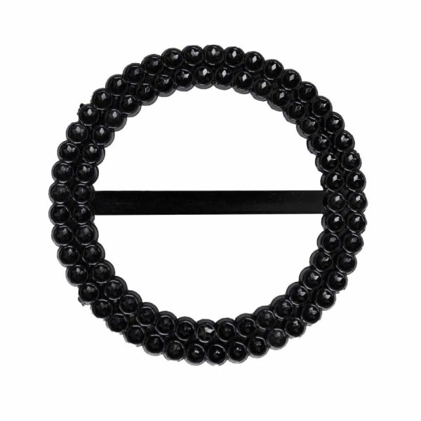 Sash Pins & Brooches |  20 Pack 2.5″ Black Diamond Circle Napkin Ring Pin Brooch, Rhinestone Chair Sash Bow Buckle