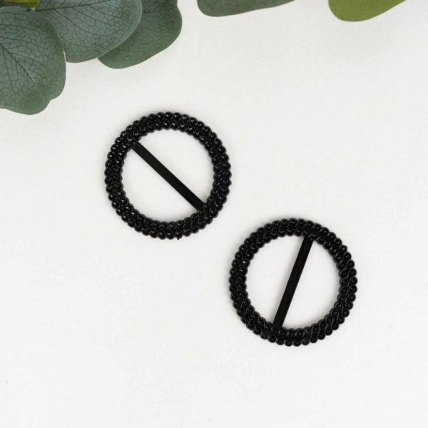 Sash Pins & Brooches |  20 Pack 2.5″ Black Diamond Circle Napkin Ring Pin Brooch, Rhinestone Chair Sash Bow Buckle