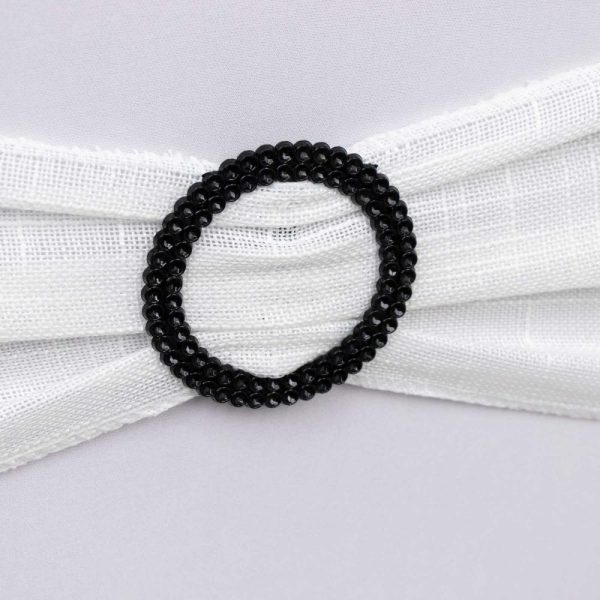 Sash Pins & Brooches |  20 Pack 2.5″ Black Diamond Circle Napkin Ring Pin Brooch, Rhinestone Chair Sash Bow Buckle