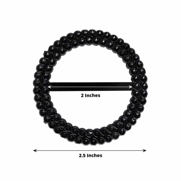 Sash Pins & Brooches |  20 Pack 2.5″ Black Diamond Circle Napkin Ring Pin Brooch, Rhinestone Chair Sash Bow Buckle