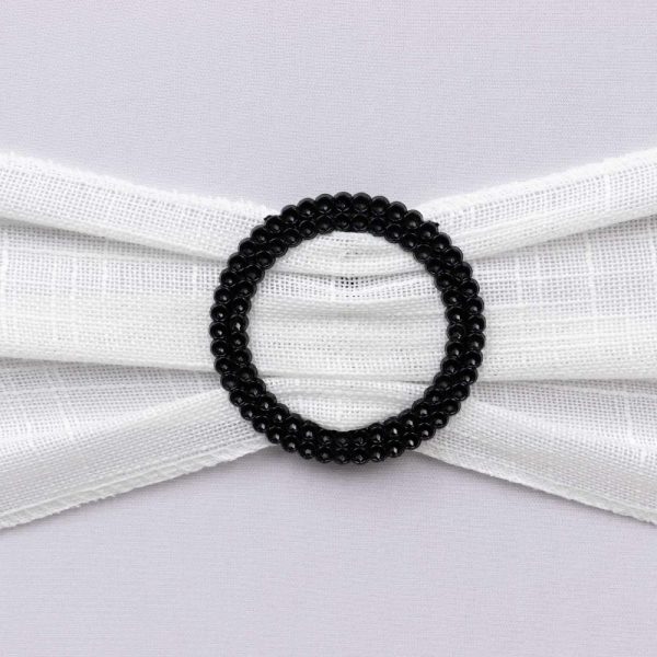 Sash Pins & Brooches |  20 Pack 2.5″ Black Diamond Circle Napkin Ring Pin Brooch, Rhinestone Chair Sash Bow Buckle