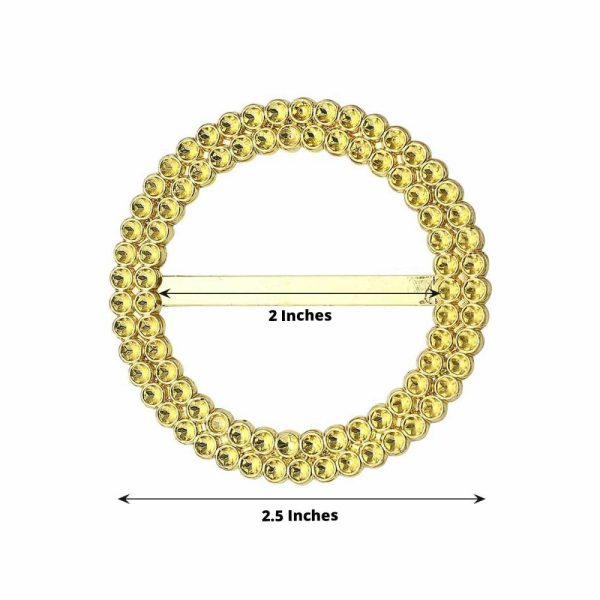 Sash Pins & Brooches |  20 Pack 2.5″ Gold Diamond Circle Napkin Ring Pin Brooch, Rhinestone Chair Sash Bow Buckle