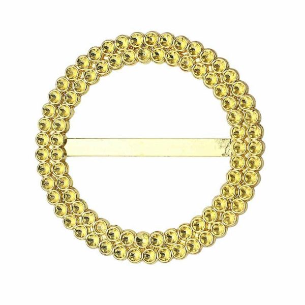 Sash Pins & Brooches |  20 Pack 2.5″ Gold Diamond Circle Napkin Ring Pin Brooch, Rhinestone Chair Sash Bow Buckle