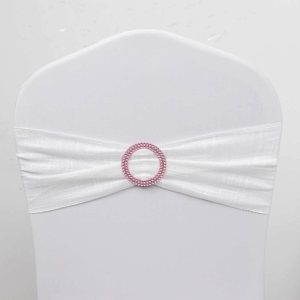 Sash Pins & Brooches |  20 Pack 2.5″ Pink Diamond Circle Napkin Ring Pin Brooch, Rhinestone Chair Sash Bow Buckle