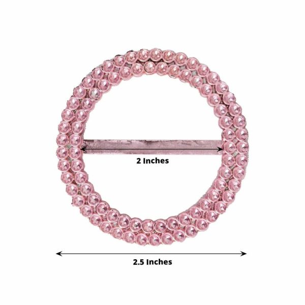 Sash Pins & Brooches |  20 Pack 2.5″ Pink Diamond Circle Napkin Ring Pin Brooch, Rhinestone Chair Sash Bow Buckle