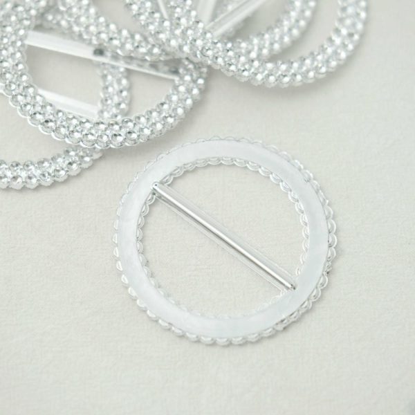 Sash Pins & Brooches |  20 Pack 2.5″ Silver Diamond Circle Napkin Ring Pin Brooch, Rhinestone Chair Sash Bow Buckle