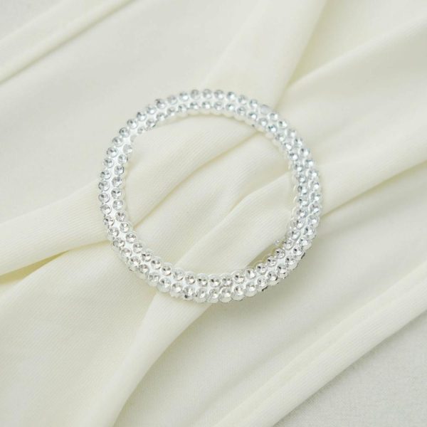 Sash Pins & Brooches |  20 Pack 2.5″ Silver Diamond Circle Napkin Ring Pin Brooch, Rhinestone Chair Sash Bow Buckle