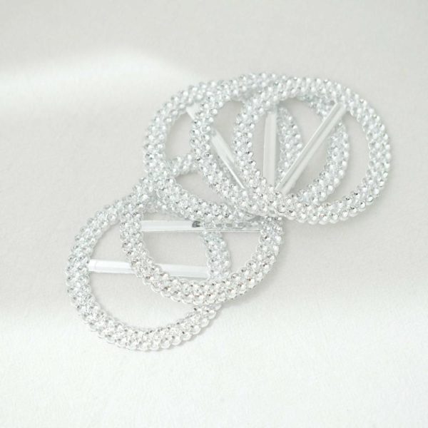 Sash Pins & Brooches |  20 Pack 2.5″ Silver Diamond Circle Napkin Ring Pin Brooch, Rhinestone Chair Sash Bow Buckle