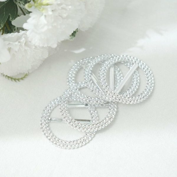 Sash Pins & Brooches |  20 Pack 2.5″ Silver Diamond Circle Napkin Ring Pin Brooch, Rhinestone Chair Sash Bow Buckle