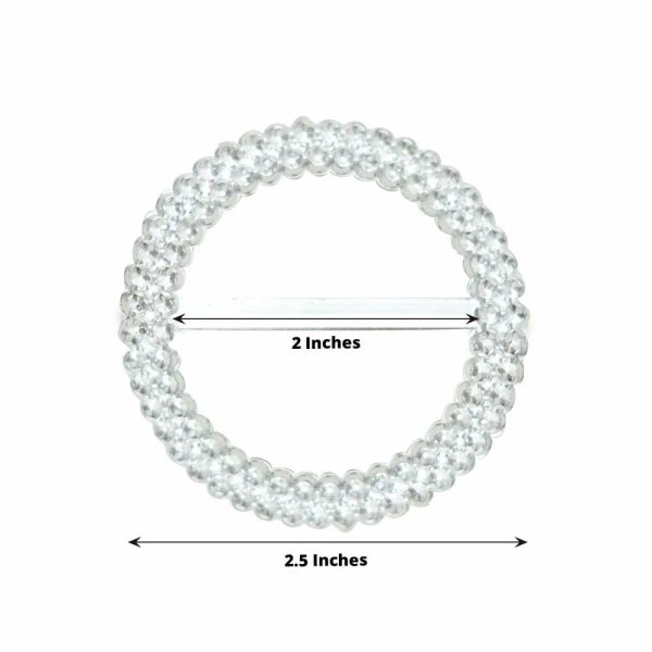 Sash Pins & Brooches |  20 Pack 2.5″ Silver Diamond Circle Napkin Ring Pin Brooch, Rhinestone Chair Sash Bow Buckle