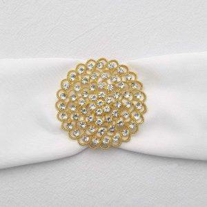 Sash Pins & Brooches |  3″ Gold Diamond Metal Flower Chair Sash Bow Pin, Rhinestone Chair Wrap Band Buckle Brooch