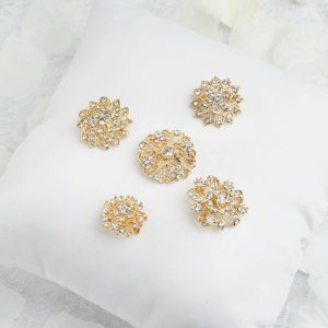 Sash Pins & Brooches |  5 Pack Assorted Gold Plated Mandala Crystal Rhinestone Brooches Floral Sash Pin Brooch Bouquet Decor