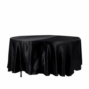 Satin |  108″ Black Seamless Satin Round Tablecloth