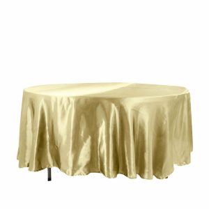 Satin |  108″ Champagne Seamless Satin Round Tablecloth