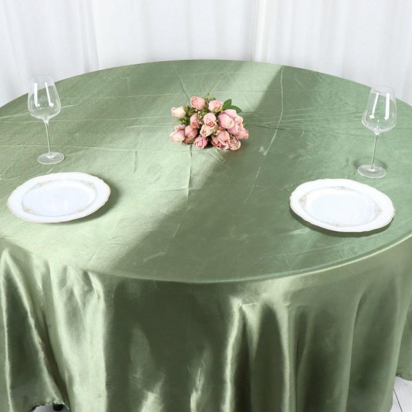 Satin |  108″ Dusty Sage Green Seamless Satin Round Tablecloth