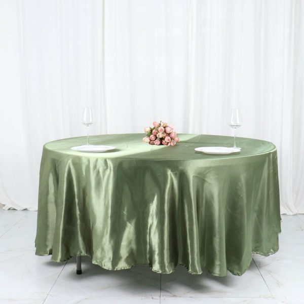 Satin |  108″ Dusty Sage Green Seamless Satin Round Tablecloth