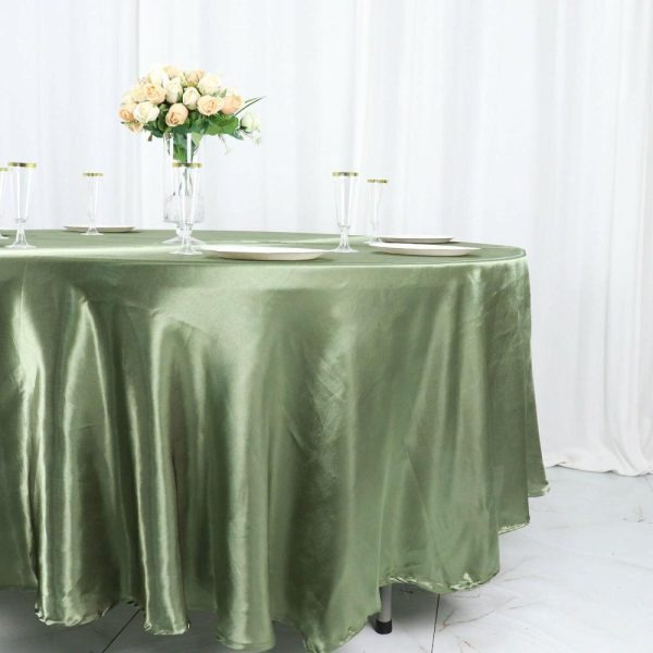 Satin |  108″ Dusty Sage Green Seamless Satin Round Tablecloth