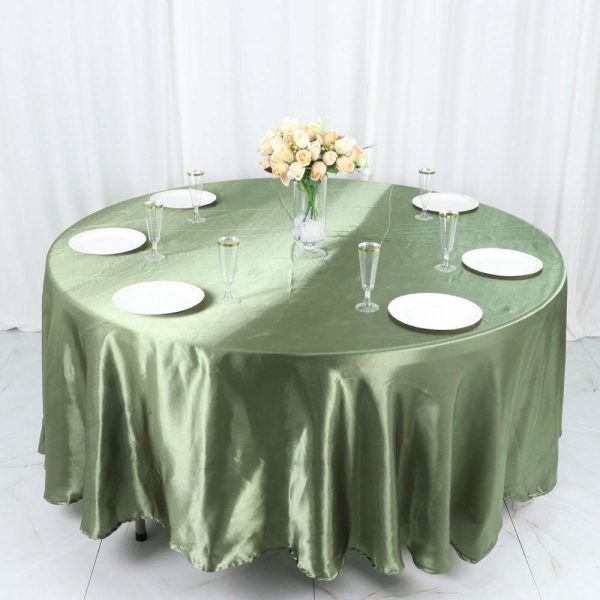 Satin |  108″ Dusty Sage Green Seamless Satin Round Tablecloth